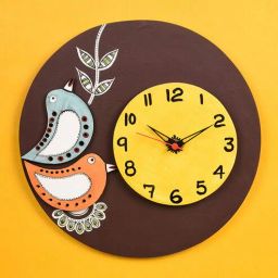 aakriti art creations Wooden Wall Clock In Brown-picture-2