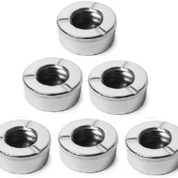 Stainless Steel Lid Ash Tray- Set of 6 Silver Steel Ashtray-29