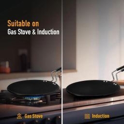diamond steel Hard Anodized Tawa | Non Stick Roti Tawa with bakelite Handle Tawa 23 cm diameter image 3