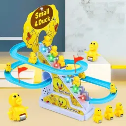 Musical Duck slide Toy Auto-Climb Stair Track Set with Lights Slide Toy for Kids-image-32