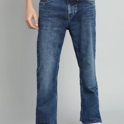Men Boot-Leg Mid Rise Light Blue Jeans-image-50