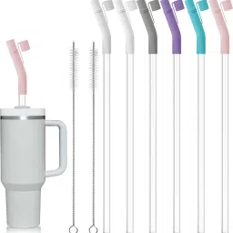6Pcs Straw Extender Silicone Straw Caps with Dustproof Cap and Cleaning Brushes-image-64