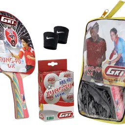 Combo of 3, 1 Kung Fu Dx TT Racquet, 1 Box Kung Fu TT Ball, 1 Pair Wrist Band Multicolor Table Tennis Racquet-image-53