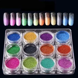 12pcs Colors Nail Glitter Dip Powder Set- Nail Chrome Powder For Nails-image-44