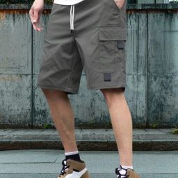 Solid Men Dark Grey Cargo Shorts-image-85