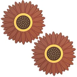 Silicone Mat for Hot & Cold Pot - Cute Sunflower Shaped Table mat Waterproof & Heat Resistant up Too 300°F, Protect Your Furniture from Damage,Brown Trivet-0