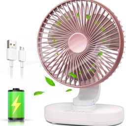 BAZKU Rechargeable 4000mAh Desk Fan,Portable USB Powered Quiet Table Fan 3-Blade Cooling Mini Portable Personal Table Fan_2025 USB Fan-20