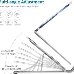 MARCRAZY Universal Laptop/Tablet Stand - Aluminium Foldable Universal Stand Support Adjustable Notebook Holder Tablet Base Heat Ventilation - Home & Office Use Laptop Stand image 3