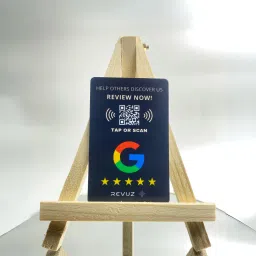 Google Review Card with Wooden Display Stand - NFC tap or QR Code scan Business Card-6
