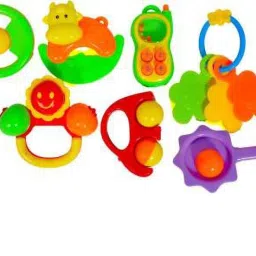 toyvala teether and rattles 7 Jumbo Rattles Toys Phone Shaped & Various Character Set for Babies Rattle Rattle image 4