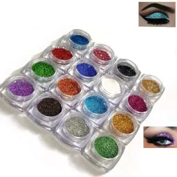 16 Pcs Multicolor Beautiful Eyeshadow Glitter Powder 16 g (Multicolor)-picture-15