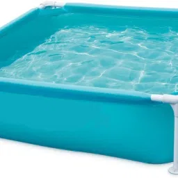 Blue Square Frame Kids Pool - Durable Metal Frame Backyard Fun Pool for Toddlers Inflatable Swimming Pool-8
