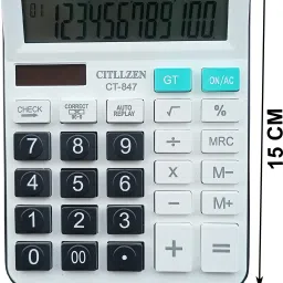 citllzen PR-847 112 Steps Check, 12 Digits big display, Two Way Power, Plastic Keys, Desktop FinancialCalculator image 4