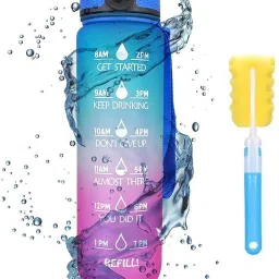 Unbreakable Water Bottle 1L with Motivational Time Marker Leakproof BPA Free-image-31