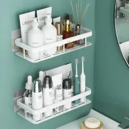 (Pack of 2) Wall Mounted bathroom Shelf/Rack/Storage Organizer for bathroom Steel Wall Shelf-image-70