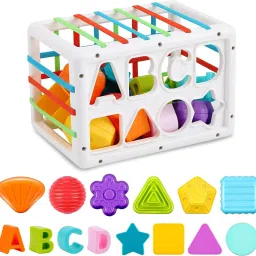 Colorful Cube & Alphabets, Shape with Elastic Bands Preschool Learning Toys Kids-image-12