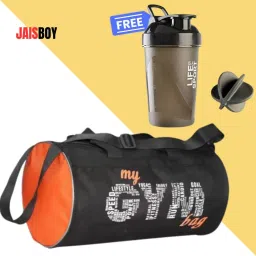 15 L Gym Duffel Bag - Combo Set Pack Of Shaker Bottle 100% Leak proof Shaker Bottle with Gym bag - Orange-image-53