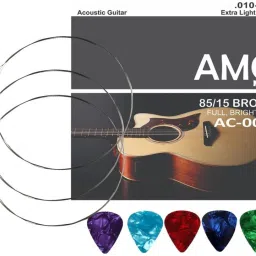Acoustic Guitar B 2nd String Set Of 3 Stainless Steal Guitar B strings With 5 Picks Guitar String-image-81