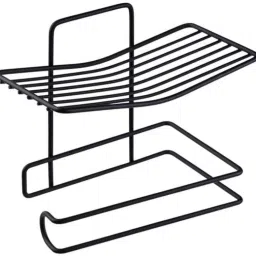 Bathroom tissue holder with storage shelf Iron Toilet Paper Holder-image-72