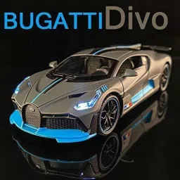 1:32 Scale DieCast Metal Model Bugatti Divo Pull Back Car Toy with Light & Sound, Openable Hood, Trunk and Doors Best Gift for Boys and Girls Above 3 Years-0