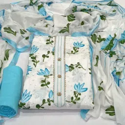Unstitched Cotton Blend Salwar Suit Material Printed-image-5
