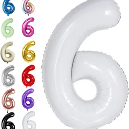 Solid Birthday/Anniversary Party Decoration Foil Plain 6 Number 32" Helium Supported Letter Balloon-image-93