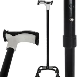 NIMBUS Soft Rubber Handle Black Quadripod 4 leg Walking Stick-image-52