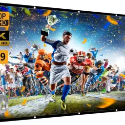 Savsol 50 Inch- 3.7Ft x 2.1Ft Anti-Creased, Foldable Anti-Light,16:9 4K Eyelet HG S+4 Projector Screen (Width 112 cm x 63.5 cm Height)-48