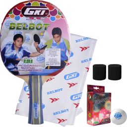 Table Tennis Combo Set - 1 Belbot TT Bat, Euro Plastic 6 TT Ball, 2 Wrist Band Multicolor Table Tennis Racquet-9