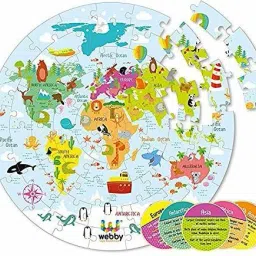 Amazing World Map Jigsaw Floor Puzzle 60 Pcs with 4 double sided Flashcards-12