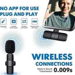 Fynzo K9 Wireless Microphone Digital Mini Portable Recording Clip Mic with Receiver Camera Microphone image 5
