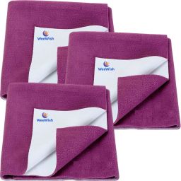 Baby Bed Protector – 70×100 cm (MEDIUM) - PACK OF 3 - PLUM - Cotton, Fleece-image-80