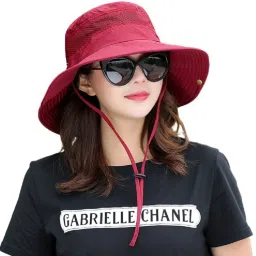 AlexVyan Round Crown Hat Sun Visor Hat for Women UV Protection Wide Brim Summer Cap.-picture-22