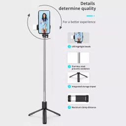 Zohlo R1S Extendable Flash Selfie Stick Tripod with Bluetooth Remote Bluetooth Selfie Stick Tripod Bluetooth Selfie Stick image 3
