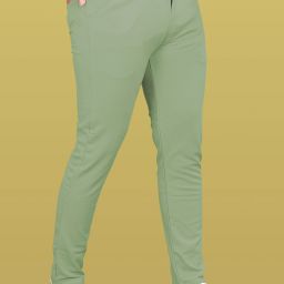 Men Slim Fit Light Green Lycra Blend Trousers-image-92