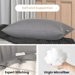 my armor Height Adjustable Microfiber Pillows for Sleeping, 41x61 cm, Without Cover, Microfibre Solid Sleeping Pillow Pack of 2 image 2