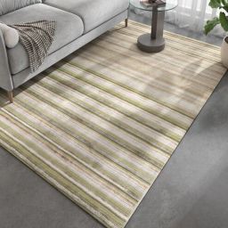 Multi Solid Wool and Viscose 6 ft X 9 ft Hand Woven Rectangle Carpet-image-35