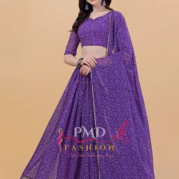 Bandhani, Printed, Geometric Print, Digital Print Semi Stitched Lehenga Choli-picture-8