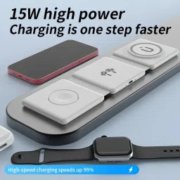 BAWALY 3-in-1 Fast Wireless Magnetic Foldable Charging Station Compatible with i-Phone Charging Pad-16