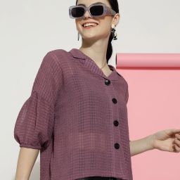 Women Boxy, Regular Fit Solid Lapel Collar Casual Shirt-image-54