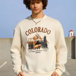 Men Printed Round Neck White Sweater-image-19