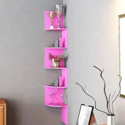 extend crafts Corner Hanging Shelf for Living Room Stylish |Floating Display Rack Storage Engineered Wood Open Book Shelf image 3