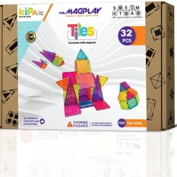 GEL TILES MagPlay MADE IN INDIA 32pcs STEM Magnetic Building Tiles and Blocks-image-50