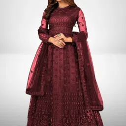 Embroidered Net Semi Stitched Anarkali Gown-image-23