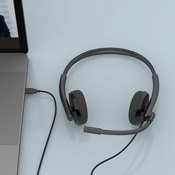 Creative Hs-220 USB Headset with Noise-Cancelling Mic and Inline Remote - On Ear, Black image 2