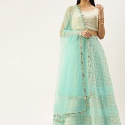 Ethnovog Off WhiteBlue Embroidered Thread Work Ready to Wear LehengaBlouse With Dupatta-picture-12