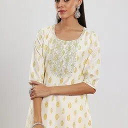 Libas Floral Printed Regular Sequinned Kurta with Palazzo & Dupatta image 3