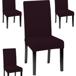 Lazi 4 Pieces Coffee Brown Solid Stretchable Dining Chair Covers-image-42