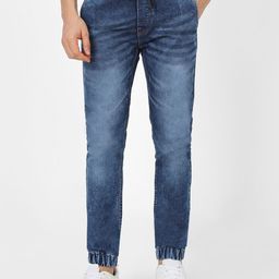 Urbano Fashion Men Blue Slim Fit Mid-Rise Acid Wash Clean Look Stretchable Jogger Jeans-image-57