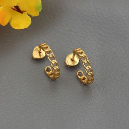 DressBerry Circular Gold-Plated 925 Sterling Silver Half Hoop Earrings-35